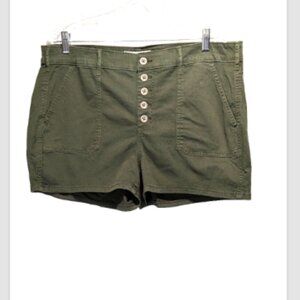 NEW Torrid Stretch Button Fly Hi-Rise 3" Olive Twill Military Shorts Sz 16